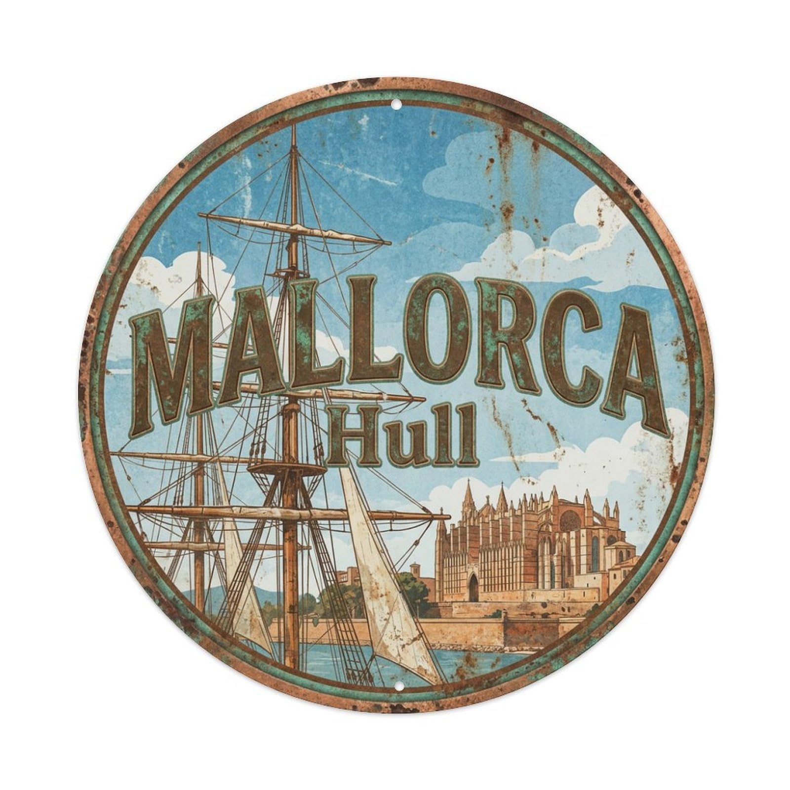 Fyrn Style Metal Tin Sign Vintage Travel Mallorca Spain Mast