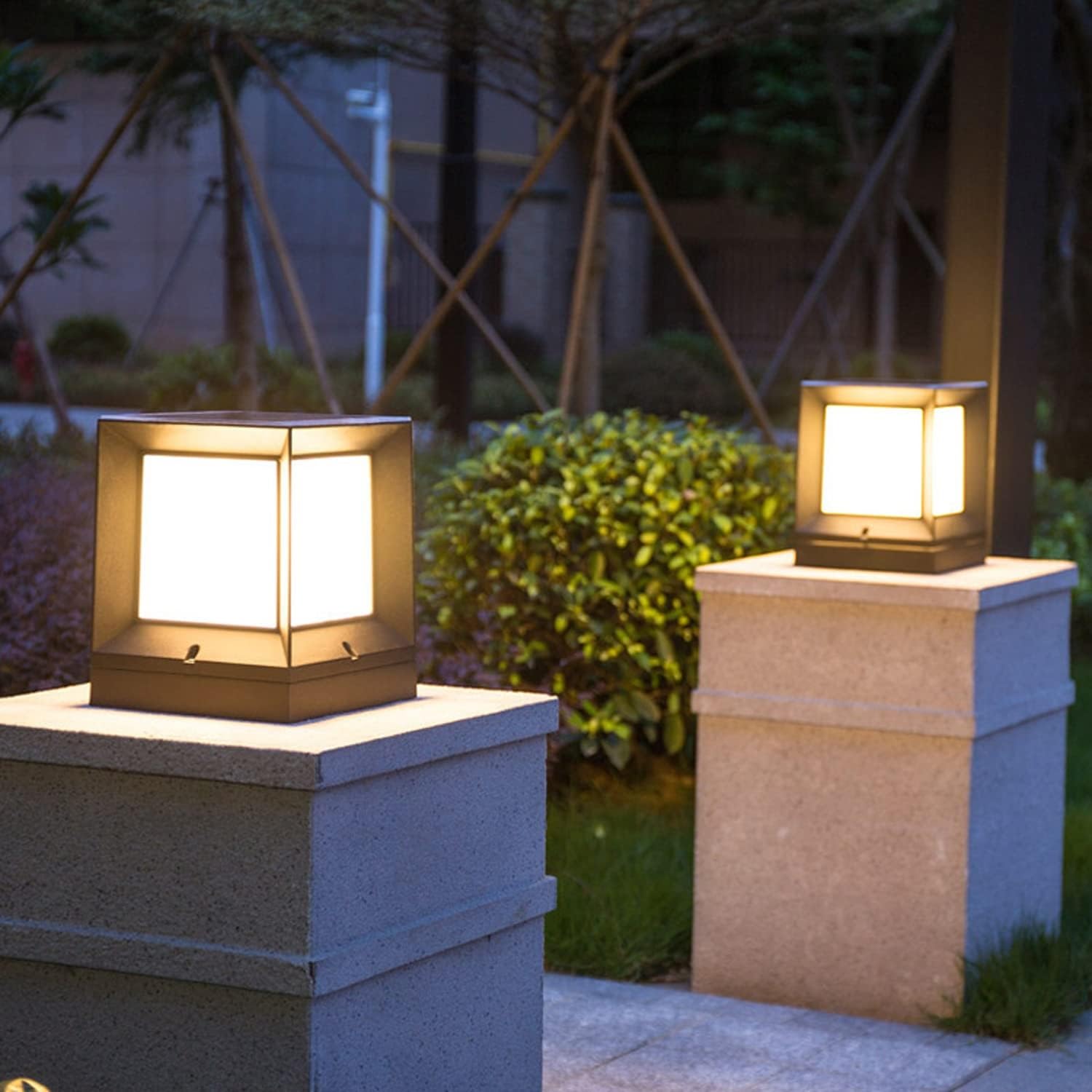 Luces Exteriores para Postes Lámpara De Sobremuro Exteriores, LED Solares Farolas Jardin, Luz De Pedestal Negra Luz De Trayectoria con Mando A Distancia Regulable para Patio Uso En Exteriores (Size :