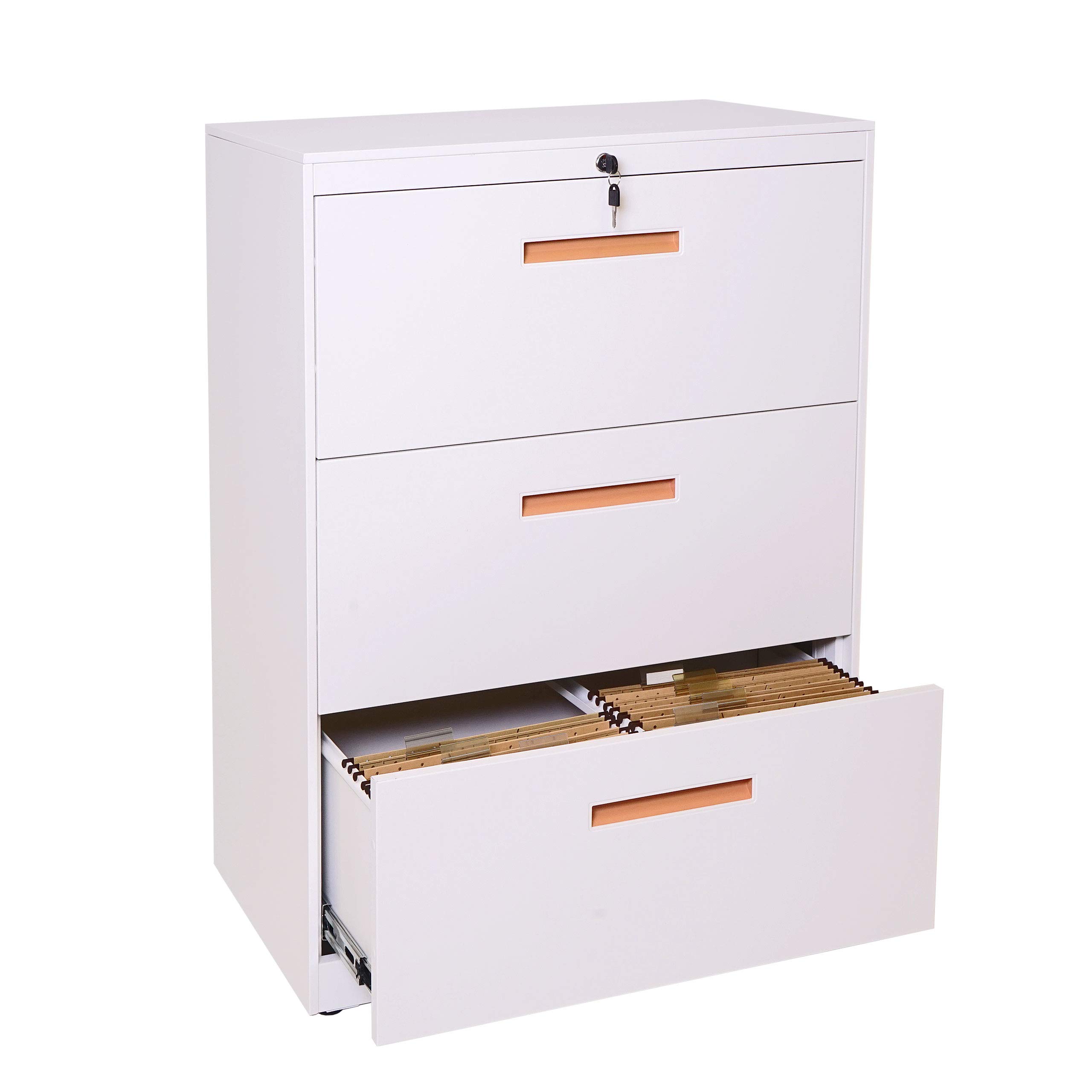 Mendler Hängeregisterschrank HWC-A10AM - 103x76x46cm weiß | Aktenschrank, Büroschrank, Stahlschrank, A4, abschließbar