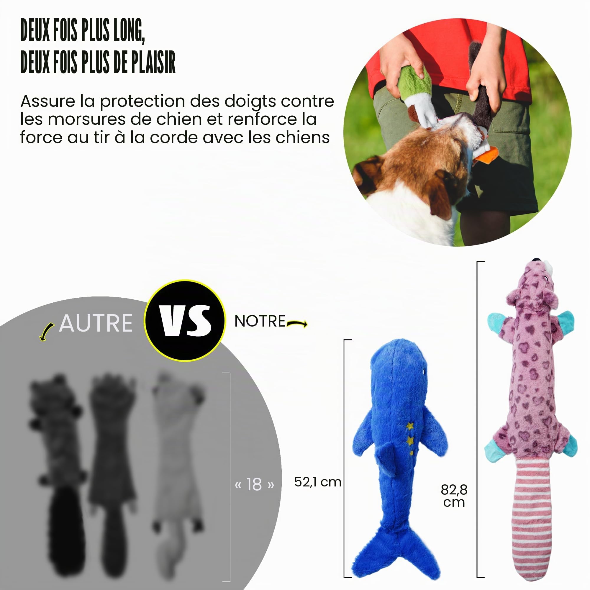 Nocciola Jouet Chien Indestructible avec Compartiment Bouteille Intégré | Jouet Interactif Tir à la Corde Sans Rembourrage, Jouet Chien avec Couineurs pour Petits Moyen Grands Chiens(52-83cm)