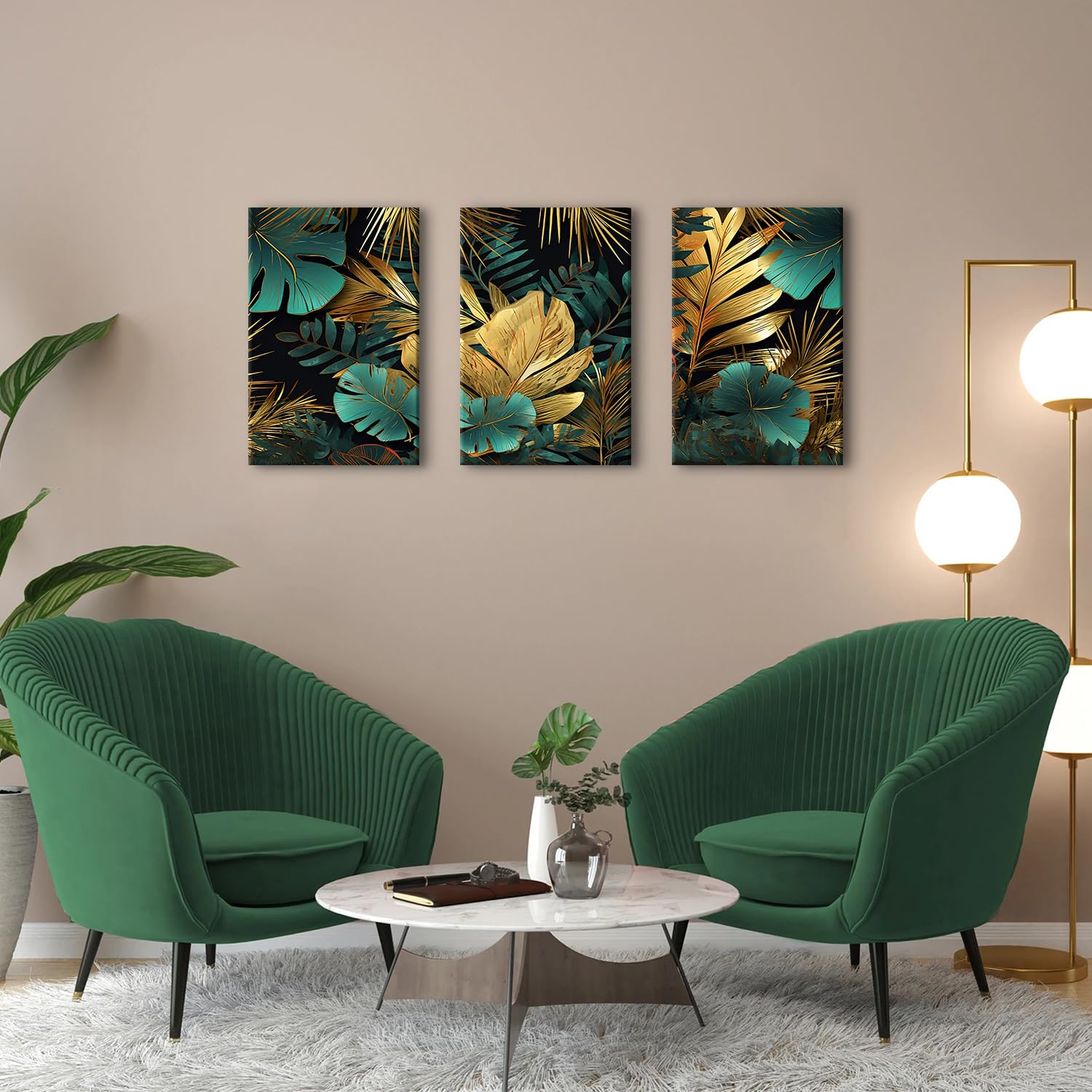 Lienzos Decorativos 160x50cm Cuadro Sobre Lienzo Moderno Exótico Hojas Verde Grande XXL Dormitorio Cocina Cuadros Pared Imágenes Cuadros Decoracion