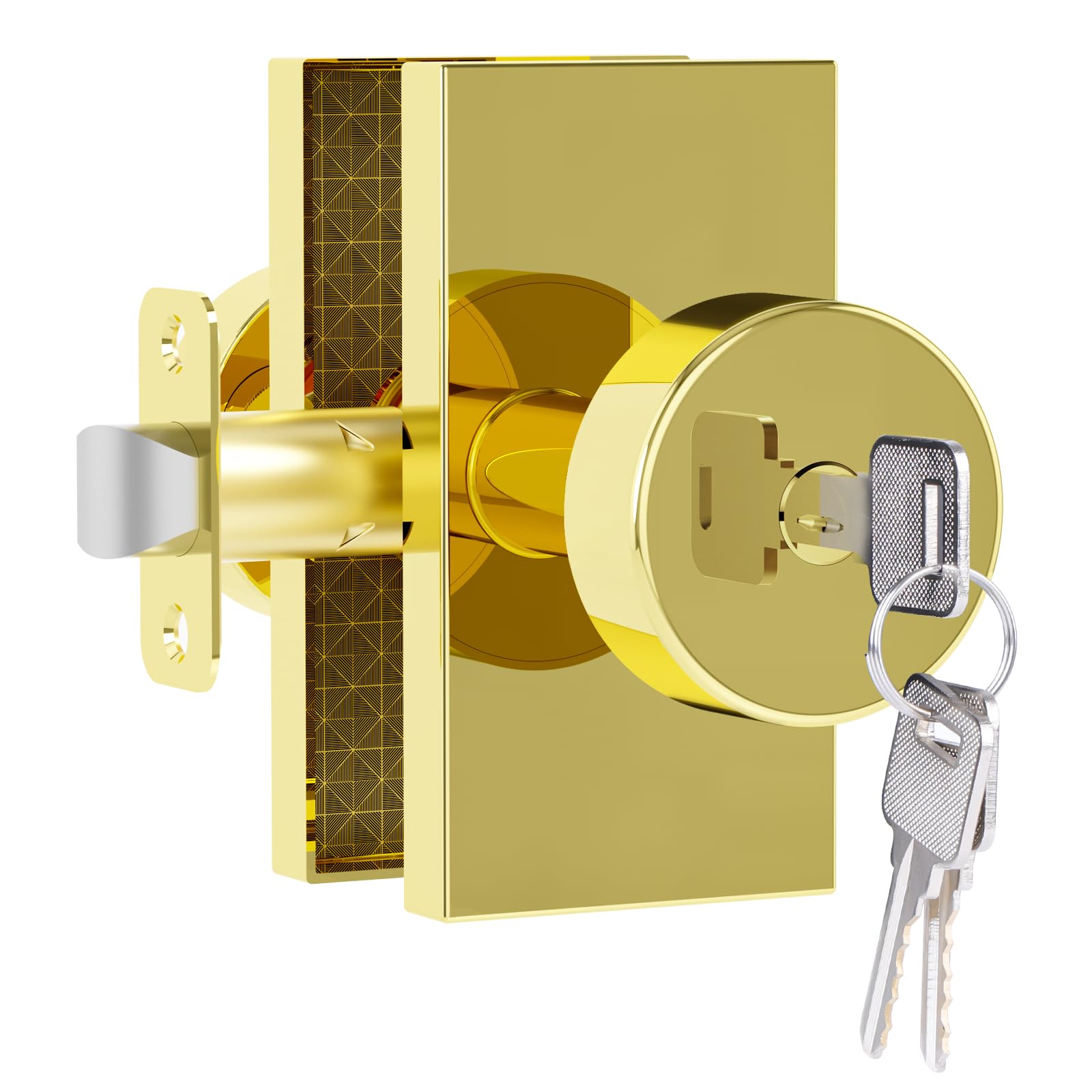 Satin Brass Privacy Door Knob with Lock -29