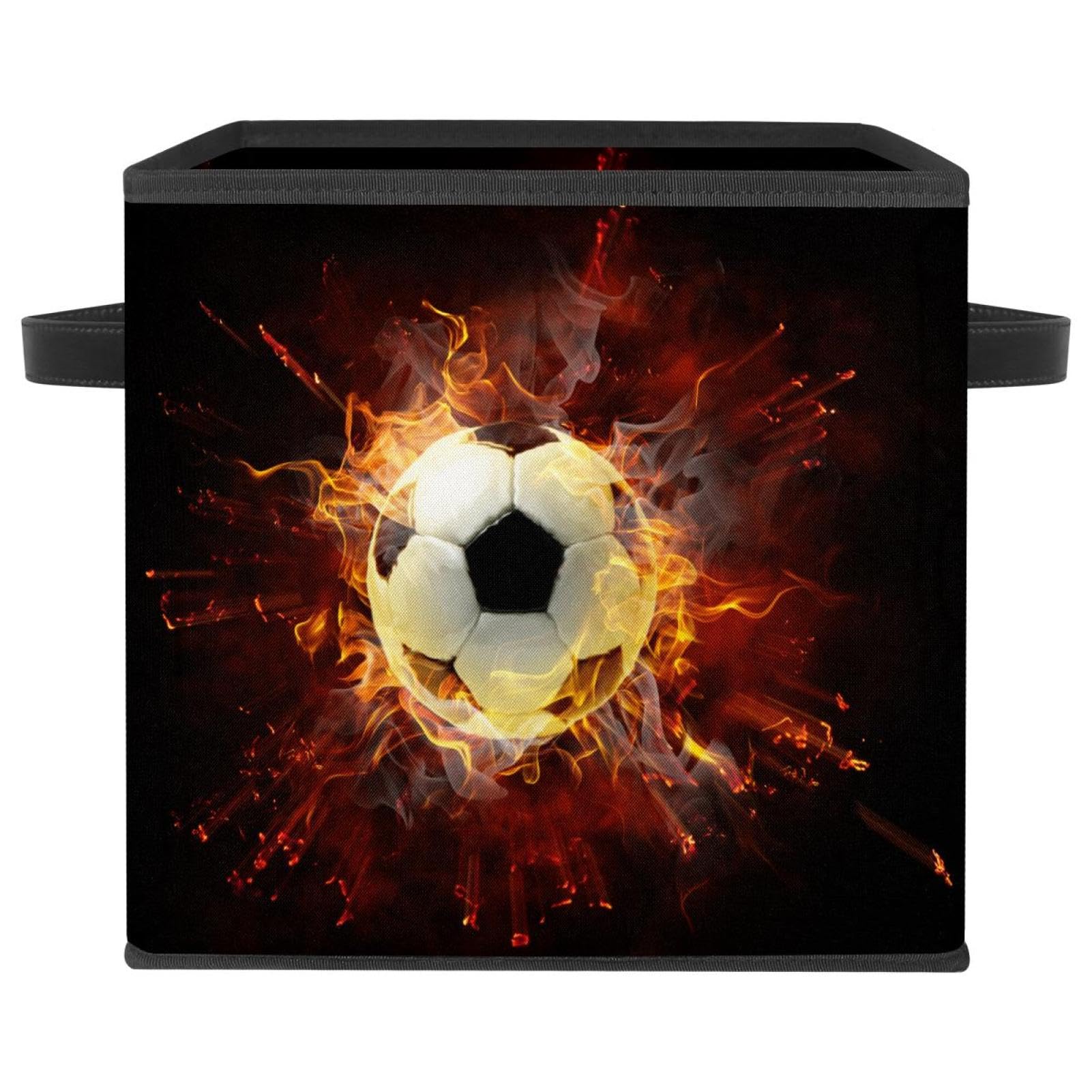 Boîte de rangement pliable football, cube en tissu avec poignées pour placard