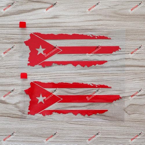 2X rojo 6 '' bandera de Puerto Rico mapa contorno, pegatina de vinilo para coche troquelado no bkgrd