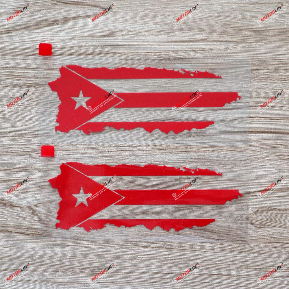 2X red 6'' Puerto Rico Flag Map Outline PR Decal Sticker Car Vinyl die Cut no bkgrd