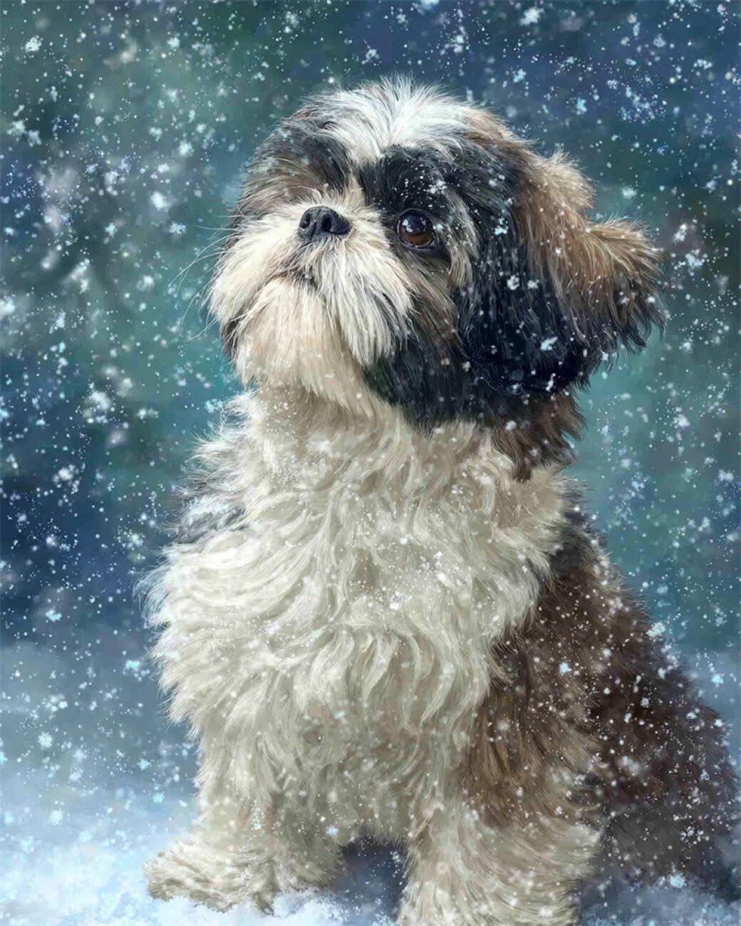 RKFLGEW DIY Embroidery Beads Set Fantasy Shih Tzu 50x70cm