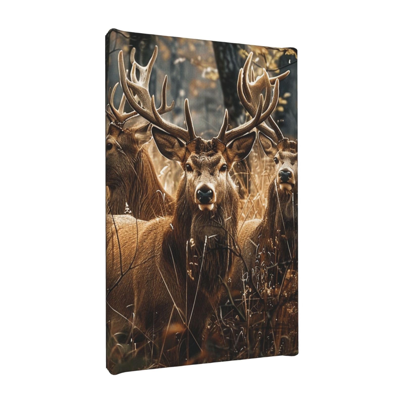 YKLJG Nature wild Animal Deers Printed Wall Art Canvas Painting 20x30 CM Wooden Framed Picture Painting Artwork Prints for Bedroom Kitchen Home Office Decor