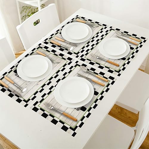 Vista 338 de Juego de 6 manteles individuales rojos para el día de San Valentín, diseño de corazón de San Valentín, resistentes al calor, lavables, manteles