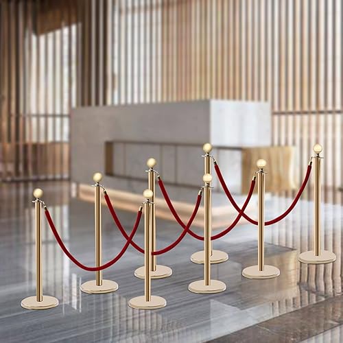 Puntal de control de multitudes, juego de postes de puntal de acero inoxidable con cinturón retráctil de 6.6 pies, barrera de control de multitudes