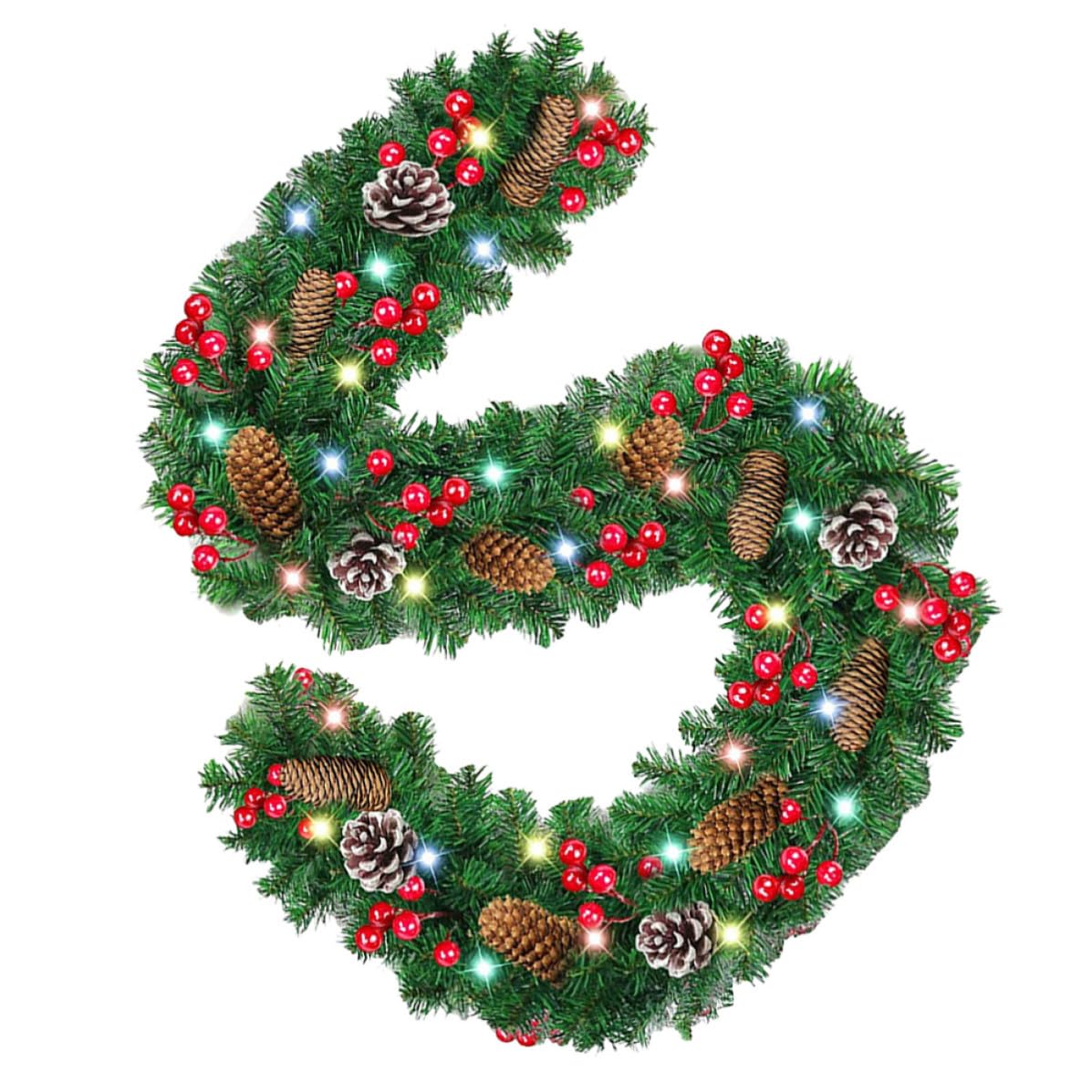 GALPADA Ornamento Rattan Luminosa da Appendere per Porta Decorazione Natalizia con Luci LED Addobbo Creativo per Casa Negozi e Bar Effetto Visivo Unico e Atmosfera Festiva