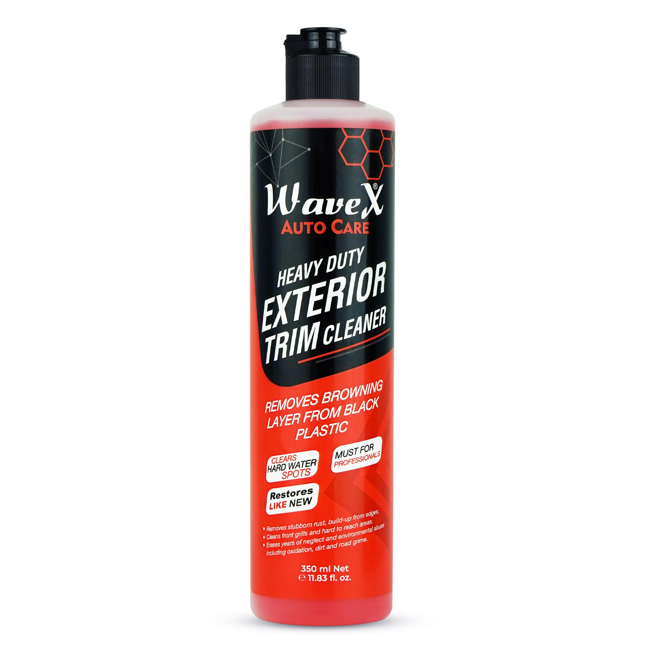 WaveX Heavy Duty Car Exterior Trim Cleaner 350 ml | Removes browning layer from black plastic, Stubborn Rust, Hardwater spots, and buildup from edges, Cleans Logo and Grills-image-41