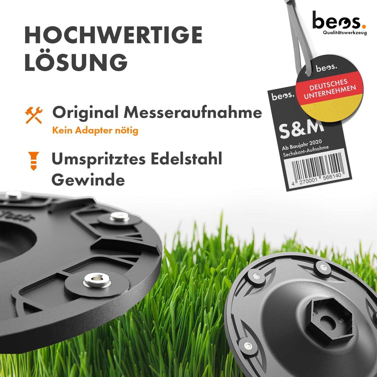 beos Premium Mähroboter Tuning-Messerteller für 6x Klingen - glasfaserverstärkte Messerscheibe - Drehscheibe kompatible mit Worx Landroid S&M (ab 2020) & Landxcape