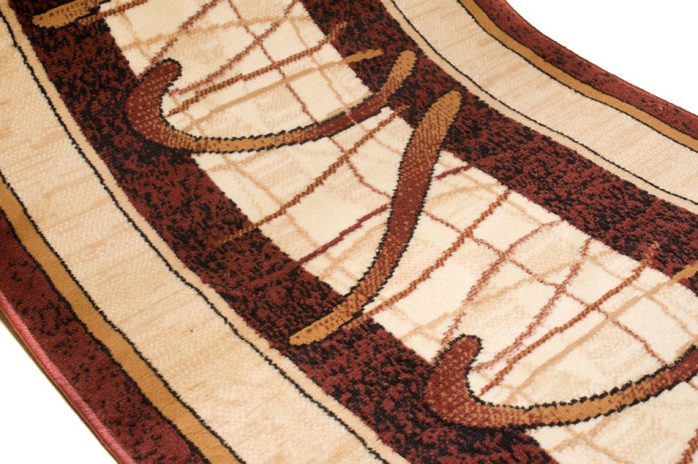 Tapiso Atlas dywanik kuchenny z krótkim włosiem w stylu retro z motywem liści kwiatowych brązowy/beżowy, polipropylen, beżowy/brązowy, 70 x 320 cm