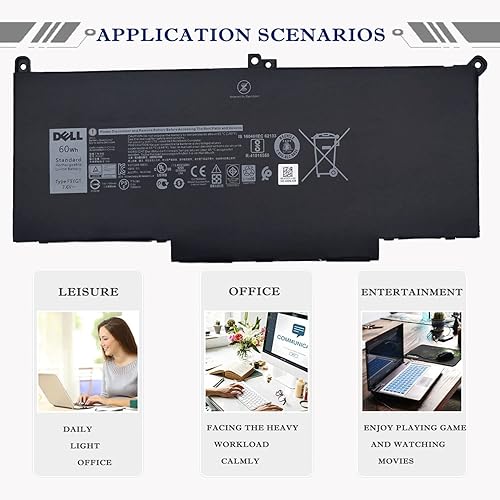 Miniatura 6 de DELL F3YGT - Batería para Dell Latitude 12 7280 7290 13 7380 7390 P29S002 14 7000 7480 7490 P73G002 Series P28S P28S001 P73G P73G0002 Serie 2 F3 YGT