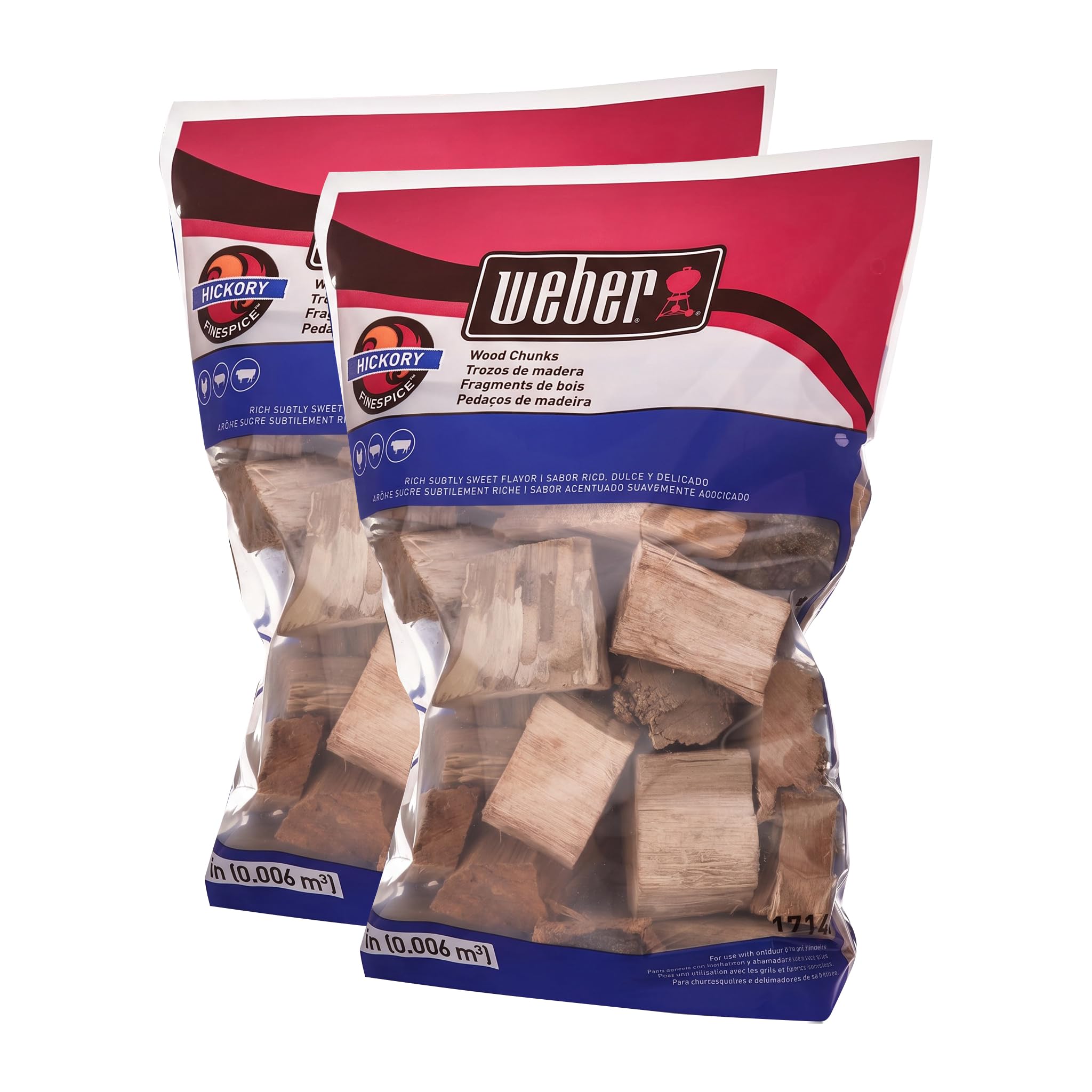 Weber Hickory Wood Chunks, for Grilling and Smoking, 4 lb. (Pack of 2)