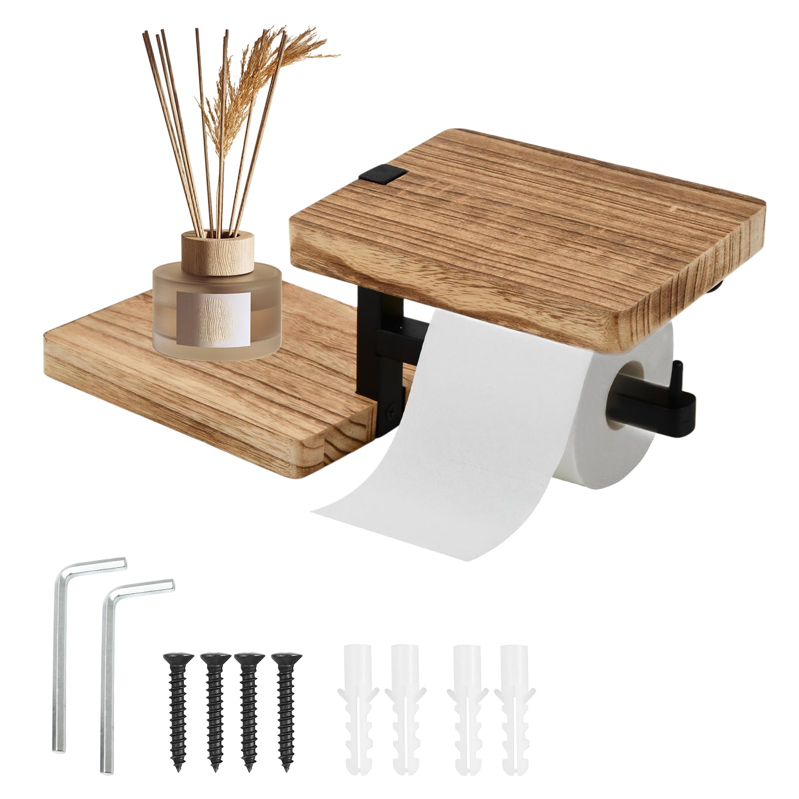 Houten toiletpapierhouder toiletpapier plank houten houder voor toiletpapier - (duidelijk Houten toiletpapierhouder toiletpapier plank houten houder voor toiletpapier - (duidelijk