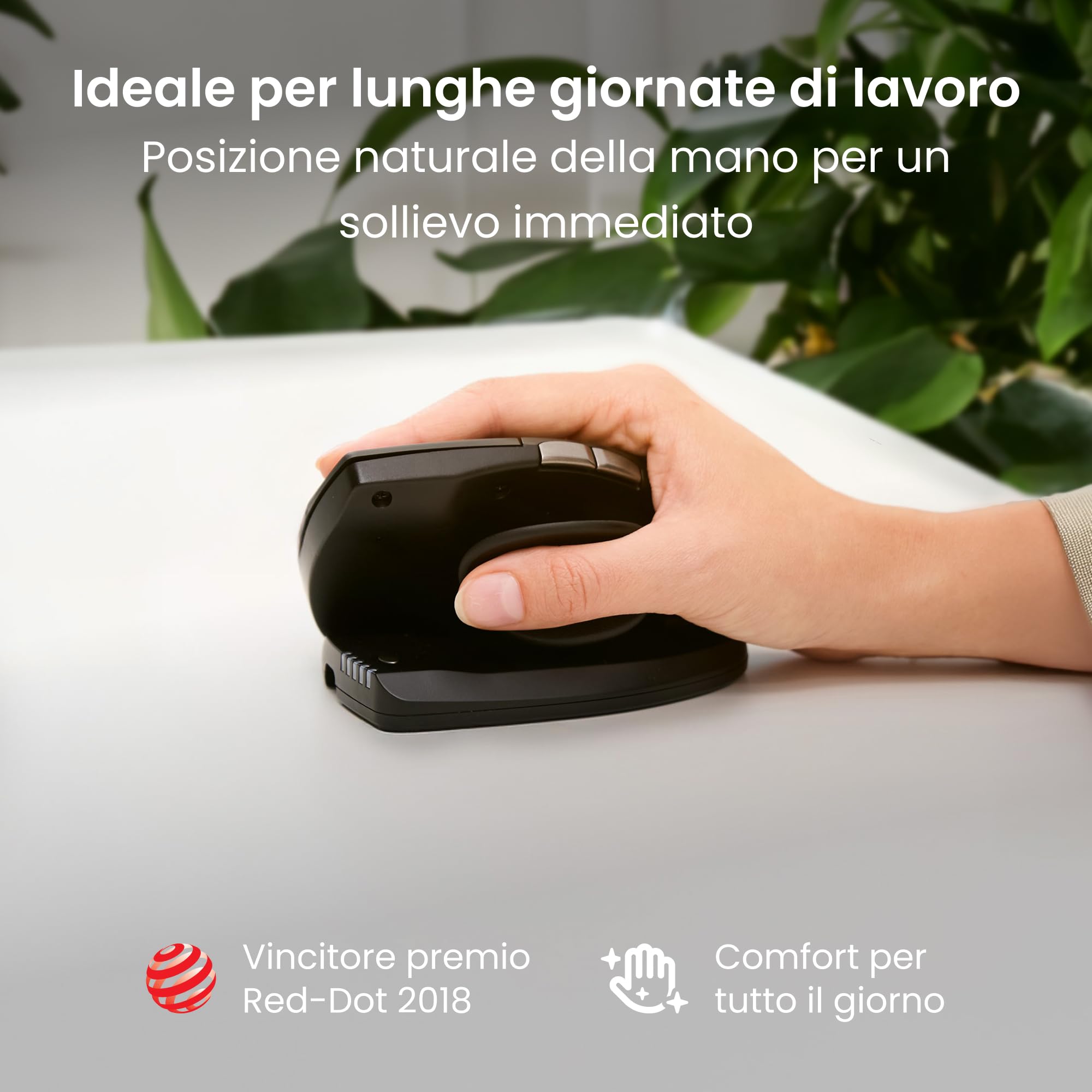 Contour Unimouse Mouse ergonomico | Inclinazione regolabile da 35° a 70°, 6 pulsanti programmabili, poggiapollice per il dolore al polso | Plug & Play per Mac e PC - Senza fili - Destro