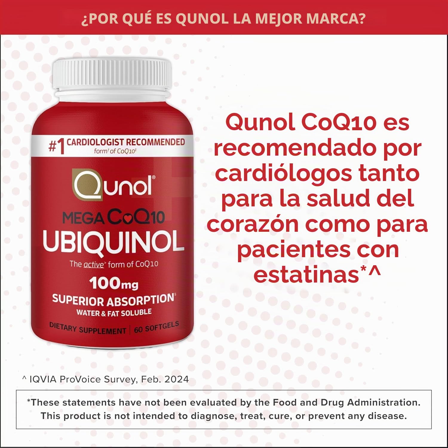 QUNOL Ultra 100 MG CoQ10, 300% Mejor absorción, Patentado Soluble en Agua y Grasa Suplemento Natural Forma de c0q10, antioxidante para la Salud del corazón, 30 Count, Cápsulas Blandas