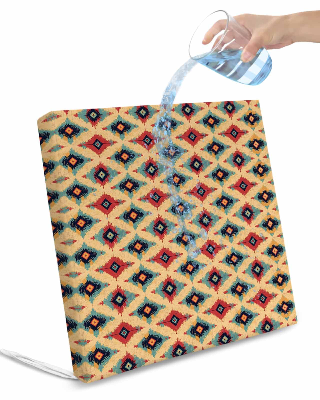 2 Pack Geometric Waterproof Cushion Covers with Ties, Outdoor Patio Chaise Lounge Chair Seat Cushion Slip Covers Replacement(Only Cover) Modern Southwestern Vintage Art 24