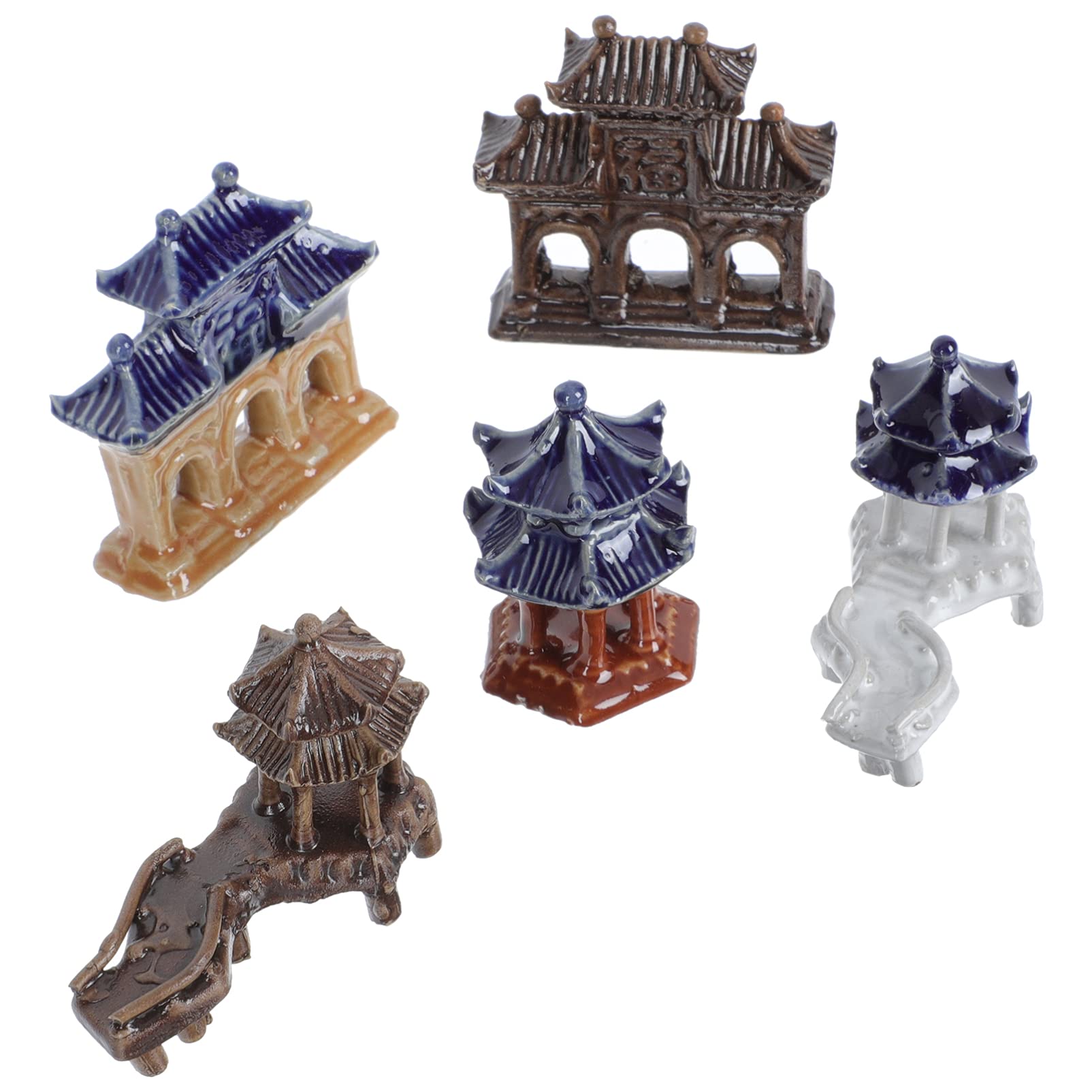 DOITOOL 5pcs Mini Pagoda Statue Miniature Pagoda Hexagon Bonsai Micro Landscape Figurine Landscape Ornament Garden Chinese Zen Asian Bonsai Miniature Accessories, colorful, 6.5x5cm, 410613MY5IM