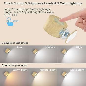 Aisuo LED Wall Light, Touch & Remote Control Light, 7 Color