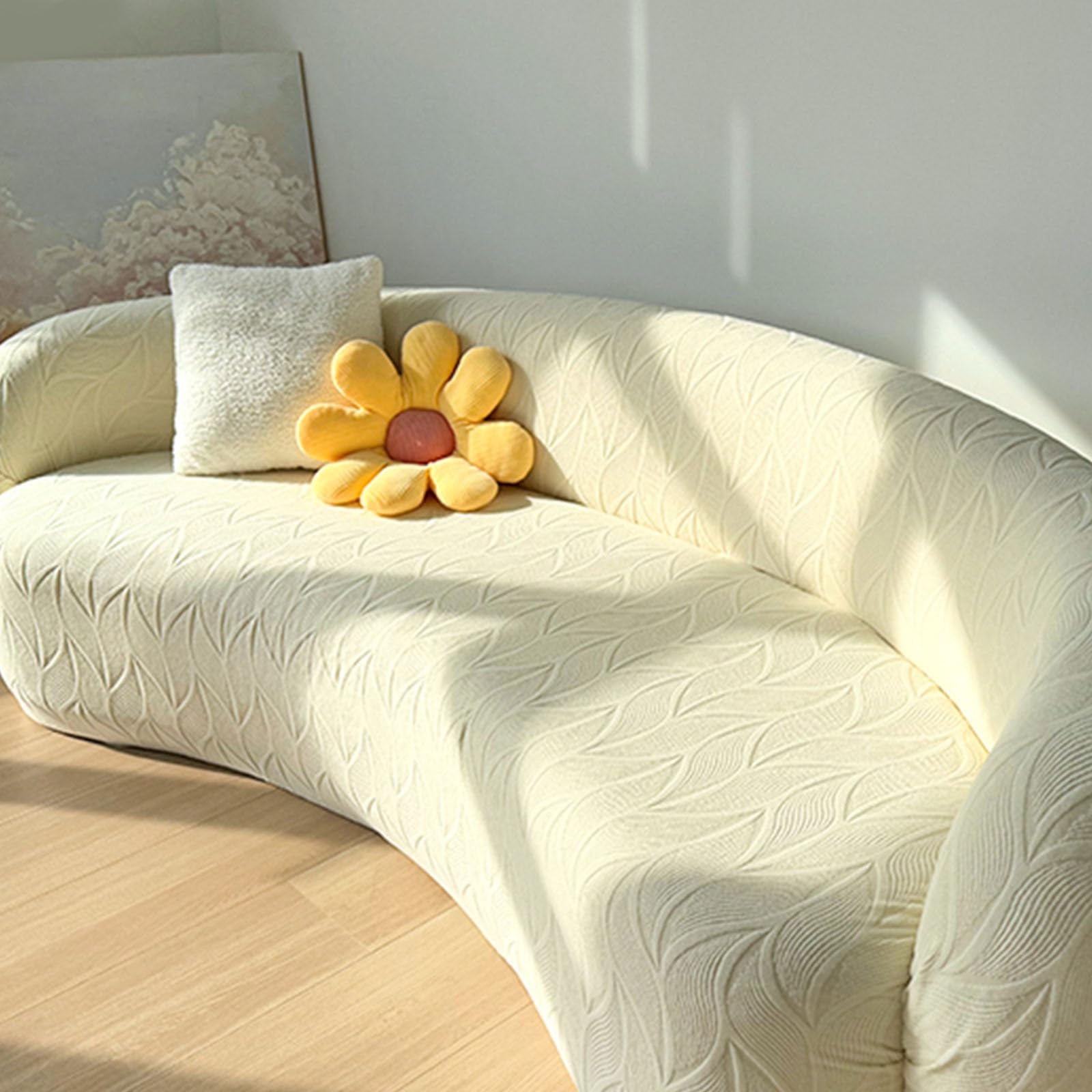 Housse de canapé incurvée extensible pour sublimer votre salon moderne avec douceur