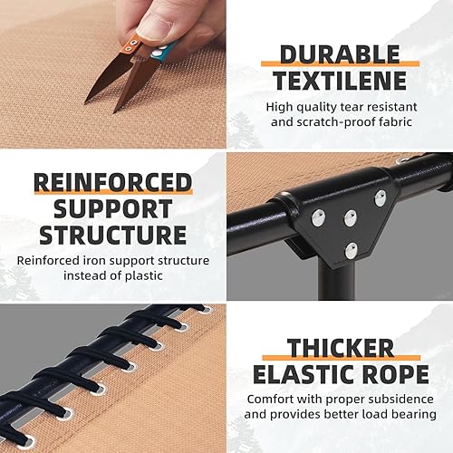 Miniatura 8 de Juego de 2 tumbonas plegables  Resistente capacidad de 400 libras reclinables portátiles ajustables con almohada para patio, piscina, campamento,