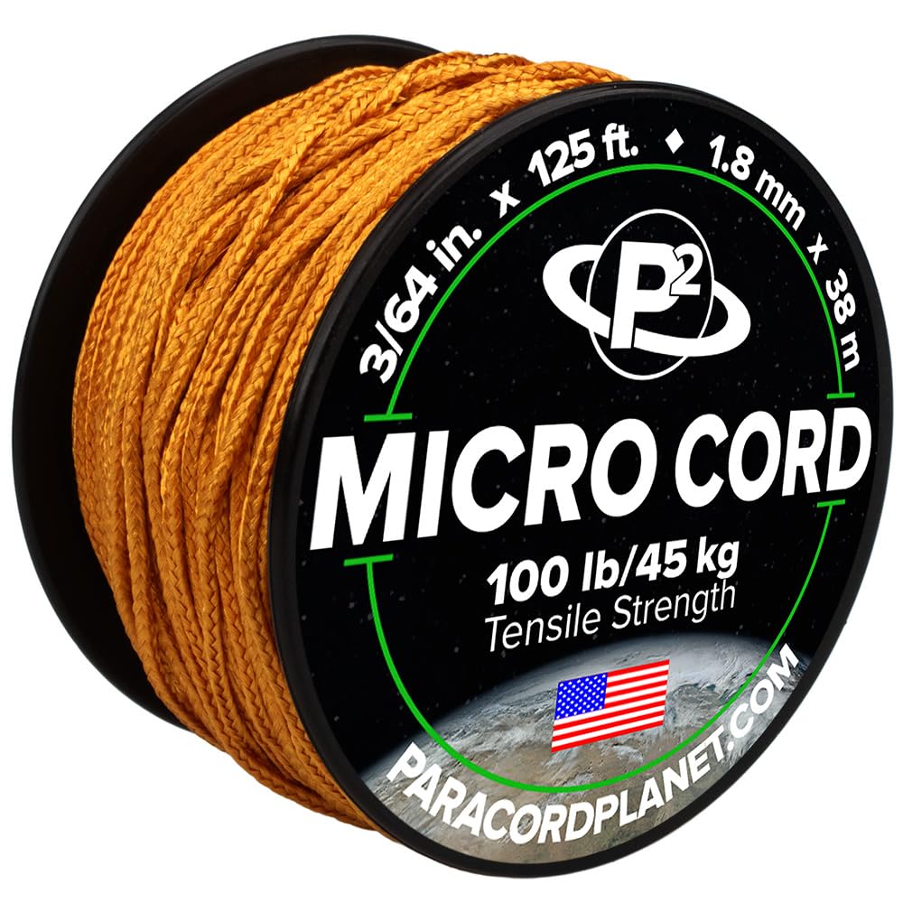 Paracord Planet Micro Paracord – Thin Braided Cord for Crafting, Fishing, and DIY Projects in 38m Spools – Goldenrod — image 1