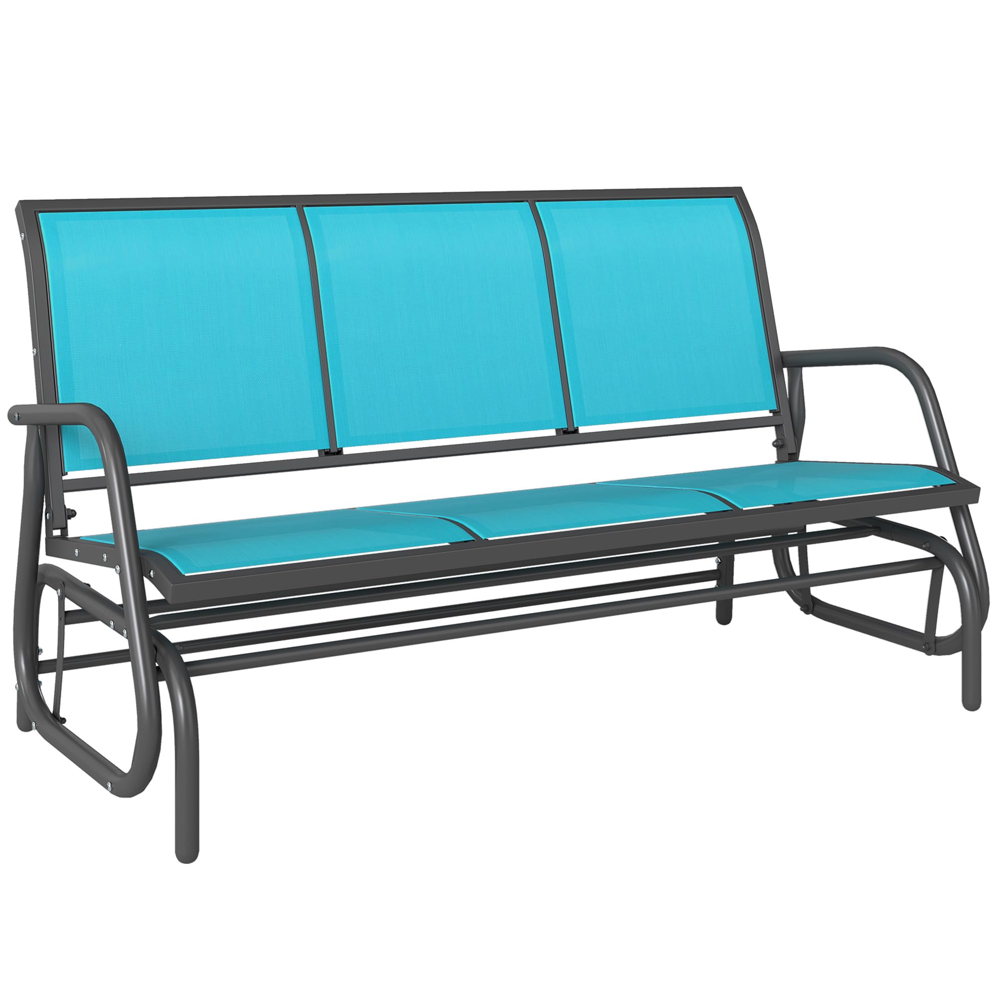 Outsunny 3-Person Patio Glider Bench Outside 3 Seats Blue