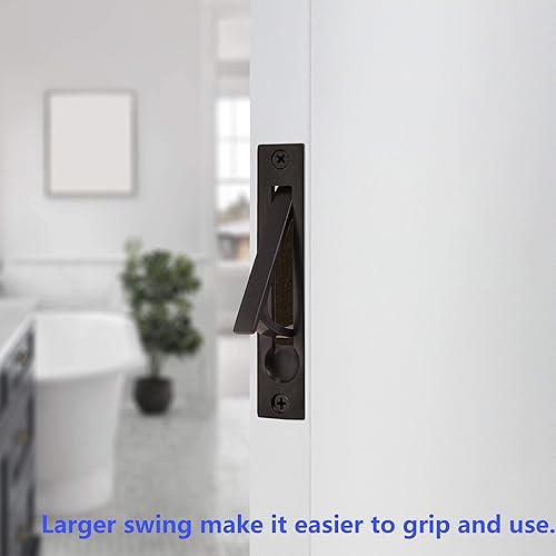 Miniatura 5 de Cerradura de puerta de bolsillo con tiradores de borde, cerradura de puerta corredera cuadrada de entrada contemporánea con llave, empotrada de 2