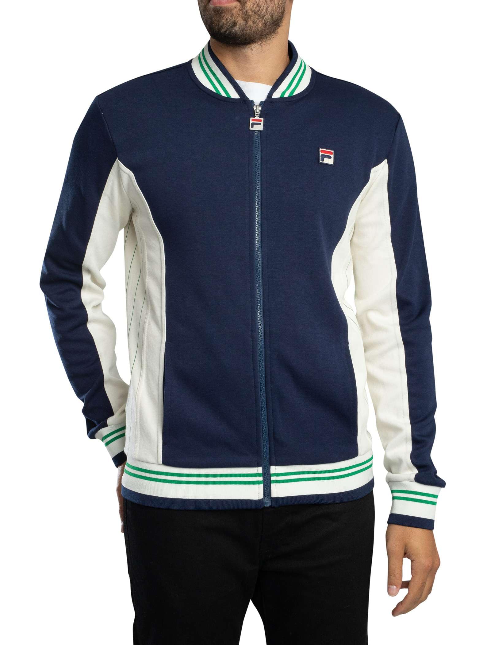 Fila Men's Navy/Gardenia/Green Settanta Baseball Track Jacket, 3XL