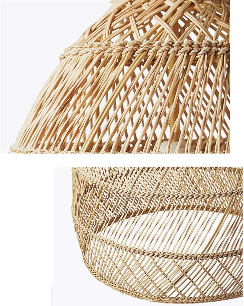 Water Ripple Hanging Light Hollow Retro Decoration Chandelier Rattan Hand-Woven Lantern Handmade Nordic Wicker Lamp for Kitchen Island Restaurant Teahouse