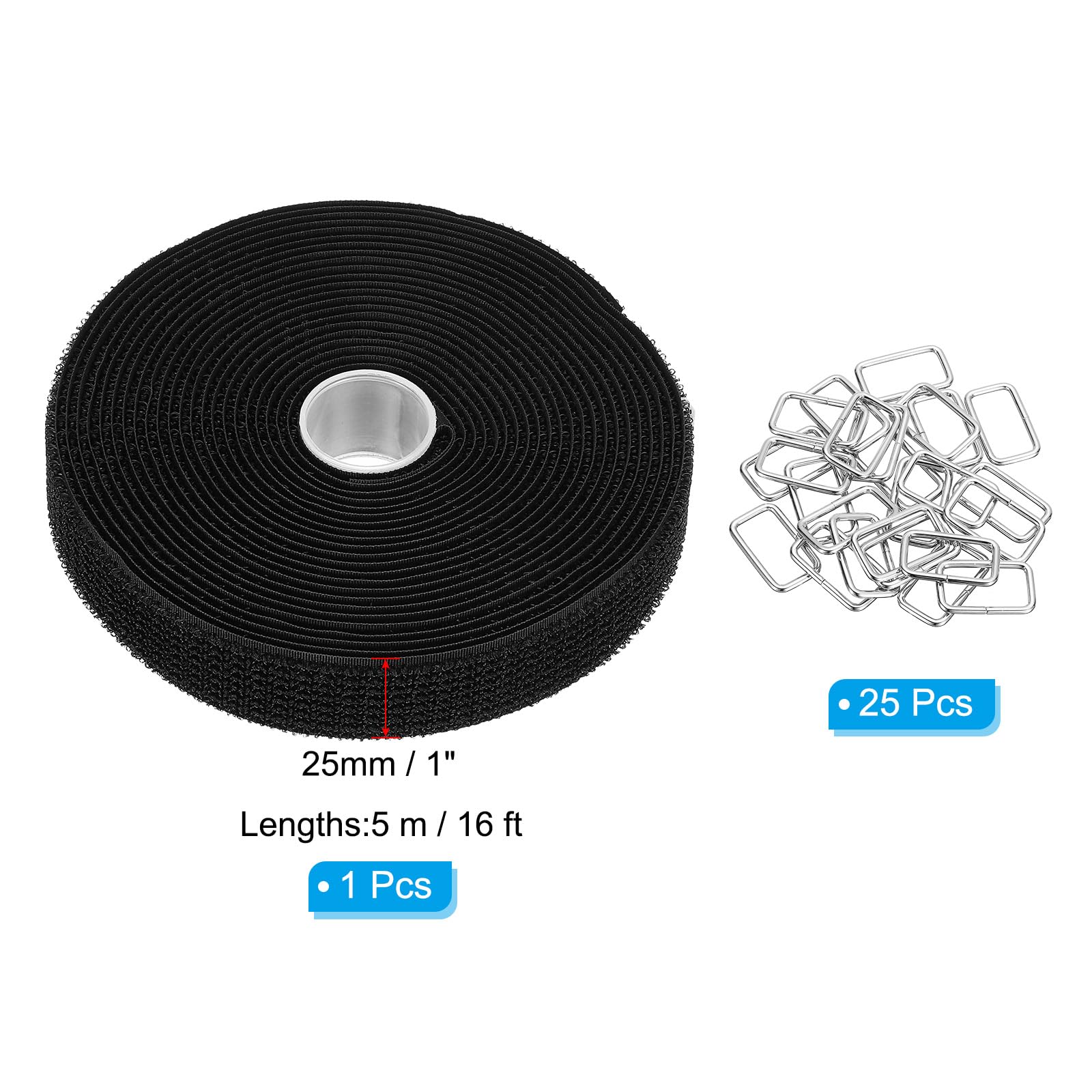 PATIKIL Hook and Loop Straps 1 in x 16 Ft with 25pcs Metal Buckle - Image 2