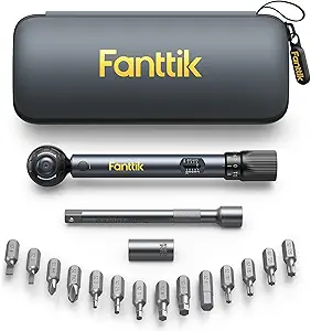 Fanttik WB10 Nova 1/4 Inch Drive Mini Bike Torque Wrench Set, 2-10 Nm, 14 Bits Dual-Direction Click Adjustable 72-Tooth Torque Wrench Set for Bicycle