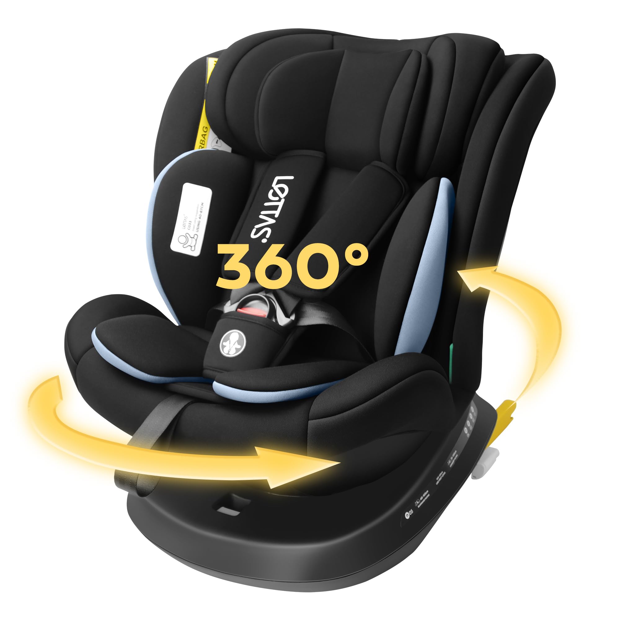 LETTAS 360 Giratoria i-Size Silla de Coche para Bebés y Niños, 40-150 cm (aprox. Nacimiento a 12 años) con Isofix, Reposacabezas Ajustable, ECE R129/04