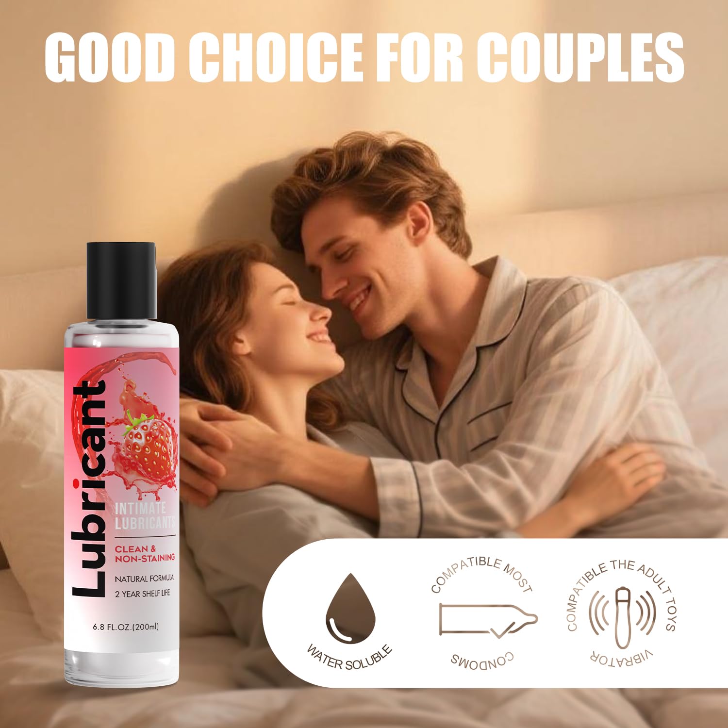 Water-Based Lubricant Ultra-Smooth Gel Personal Lubricant Non-Drip Sex Lubricant for Men, Women, and Couples - Strawberry Flavor - 200ml — view 6