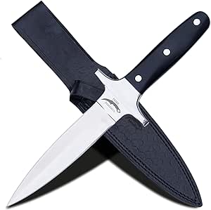 prime damascus Full Tang Dagger Knife with Leather Sheath