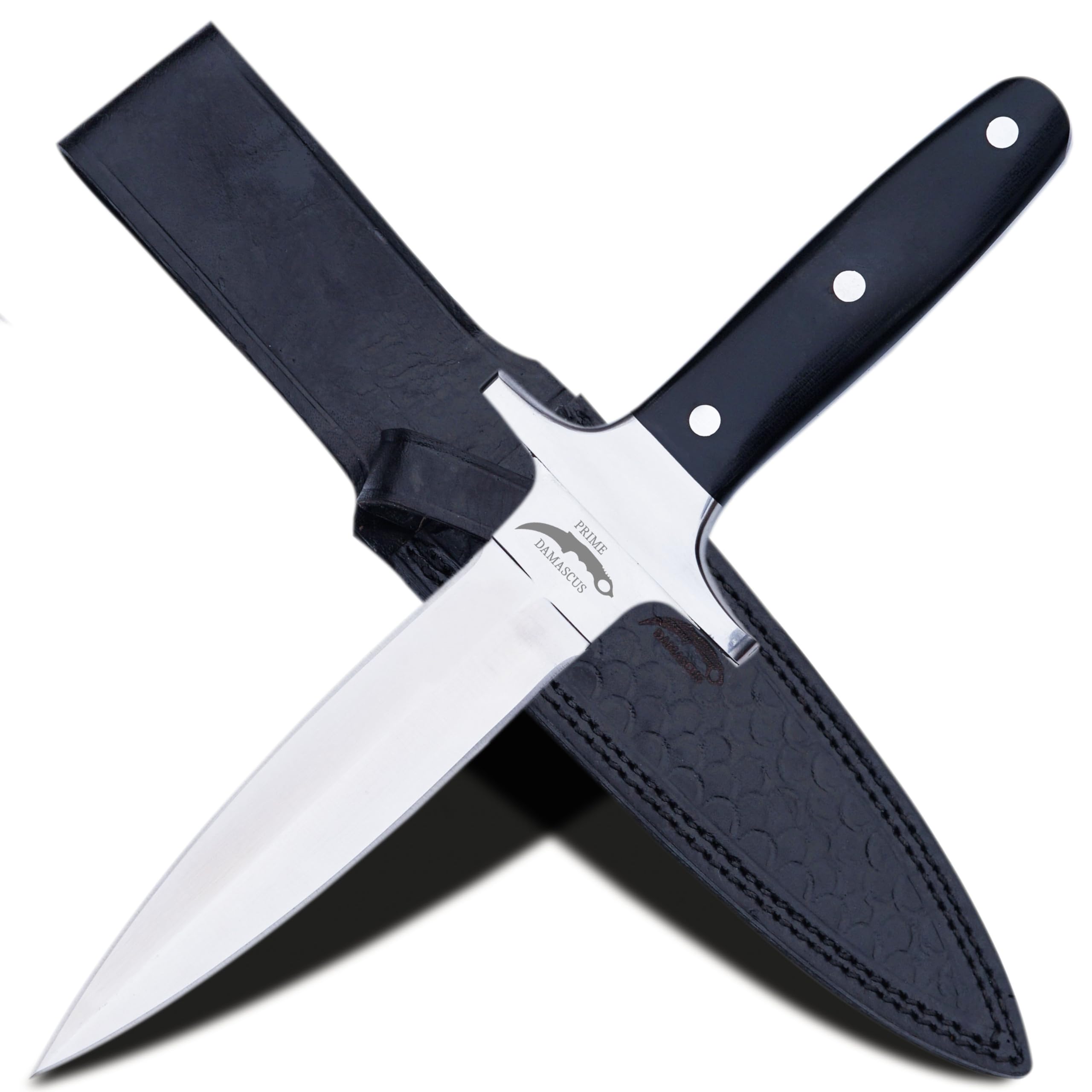 Full Tang Dagger Knife with Leather Sheath- Double Edge Knife for Outdoor Work- Best Handmade Gift