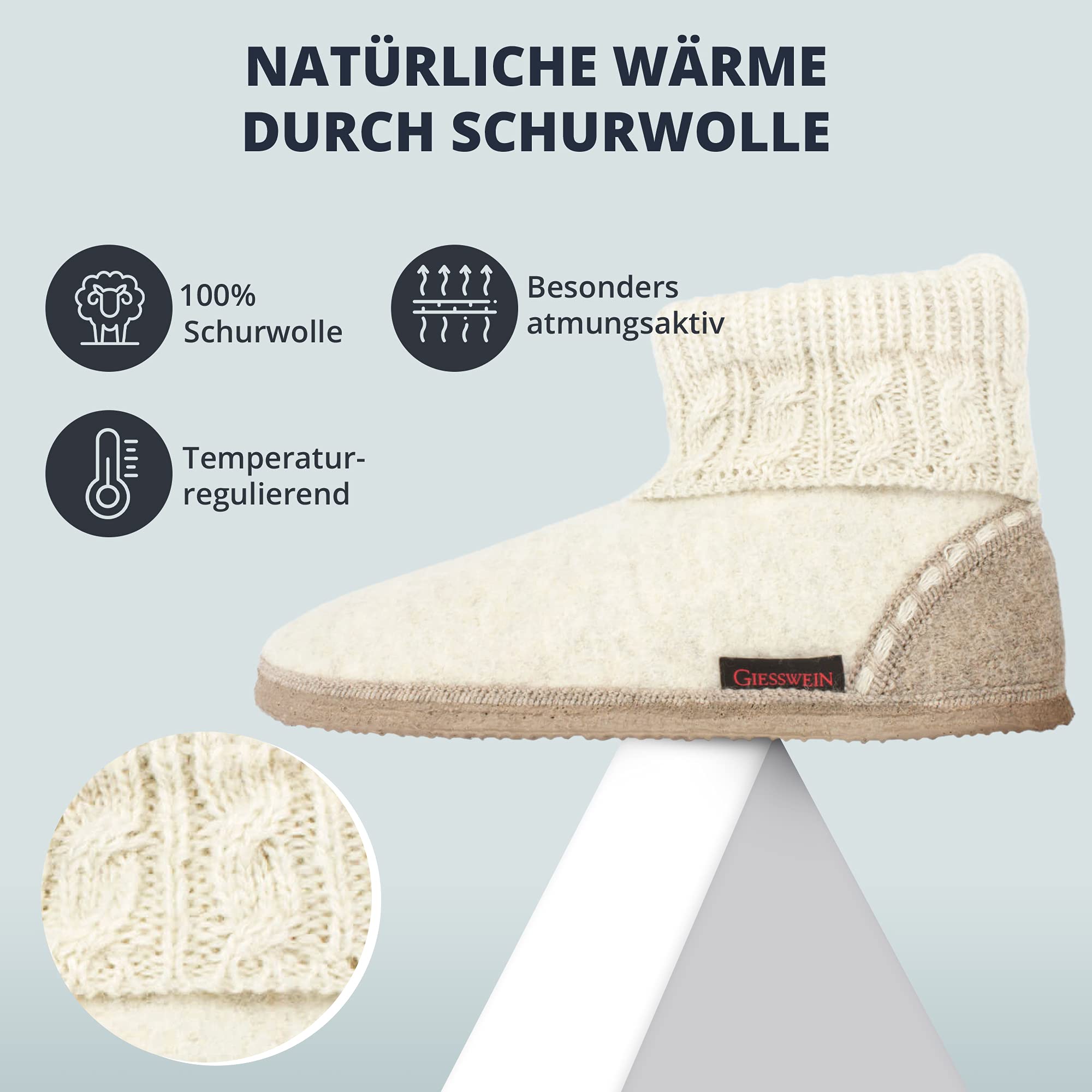 Giesswein Freiburg - Hohe Filz Hüttenschuhe | Hausschuhe für Damen & Herren mit rutschfester Sohle – warme Filzpantoffeln, Unisex für Zuhause