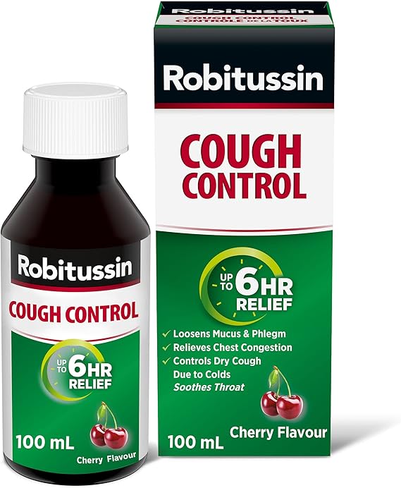 Robitussin Cough Control, Cherry Flavor 100ml Amazon.ca Health