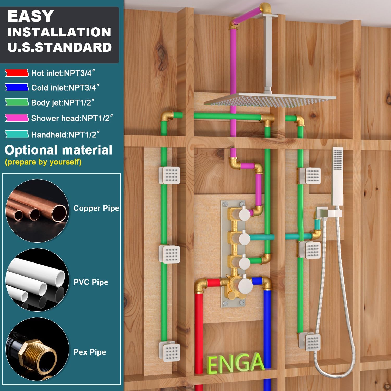 Easy Installation Diagram for Shower System