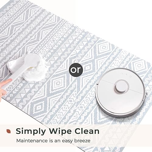 Miniatura 6 de FRESHMINT Tapete de baño bohemio, suave, bohemio, antideslizante, de secado rápido, delgado, lavable, con capa súper absorbente de agua y respaldo