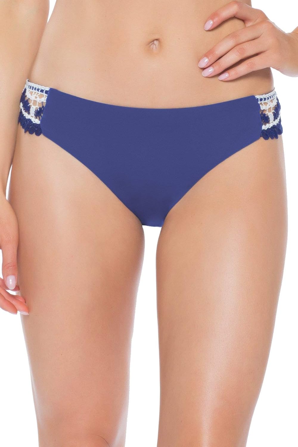 BECCA Delilah Crochet Tab Side Brief Swim Bottom (264397) M/Blue Topaz