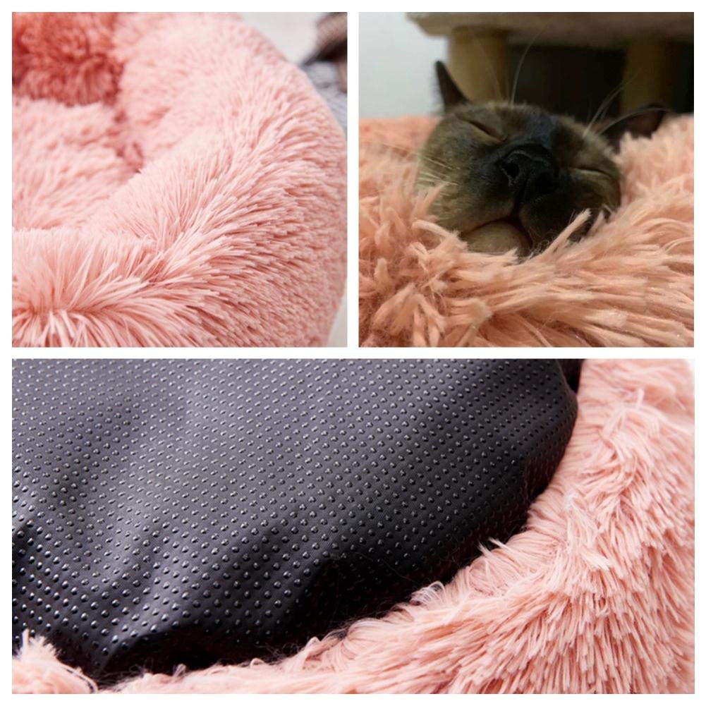 Letti per gatti Letto rotondo comodo e calmante per gatti Letto rilassante per cani Casa anti-ansia per gatti in pile Marshmallow Cuscino per gatti-bianco crema, diametro esterno 50 cm, Cina