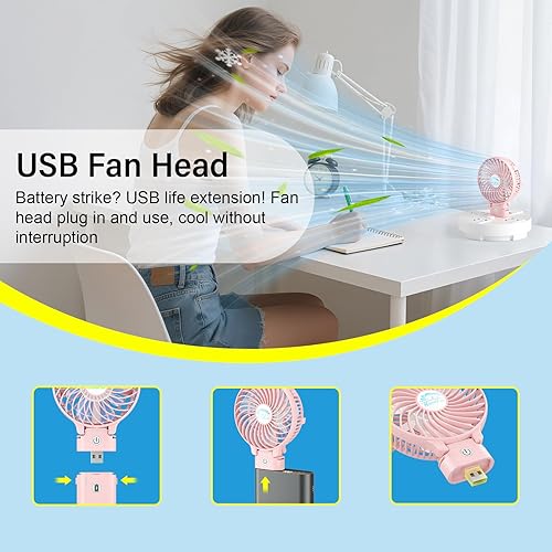Miniatura 5 de HandFan Ventilador de mano personal de 10400 mAh, ventilador de mano de larga duración de 40 horas recargable, mini ventiladores de refrigeración