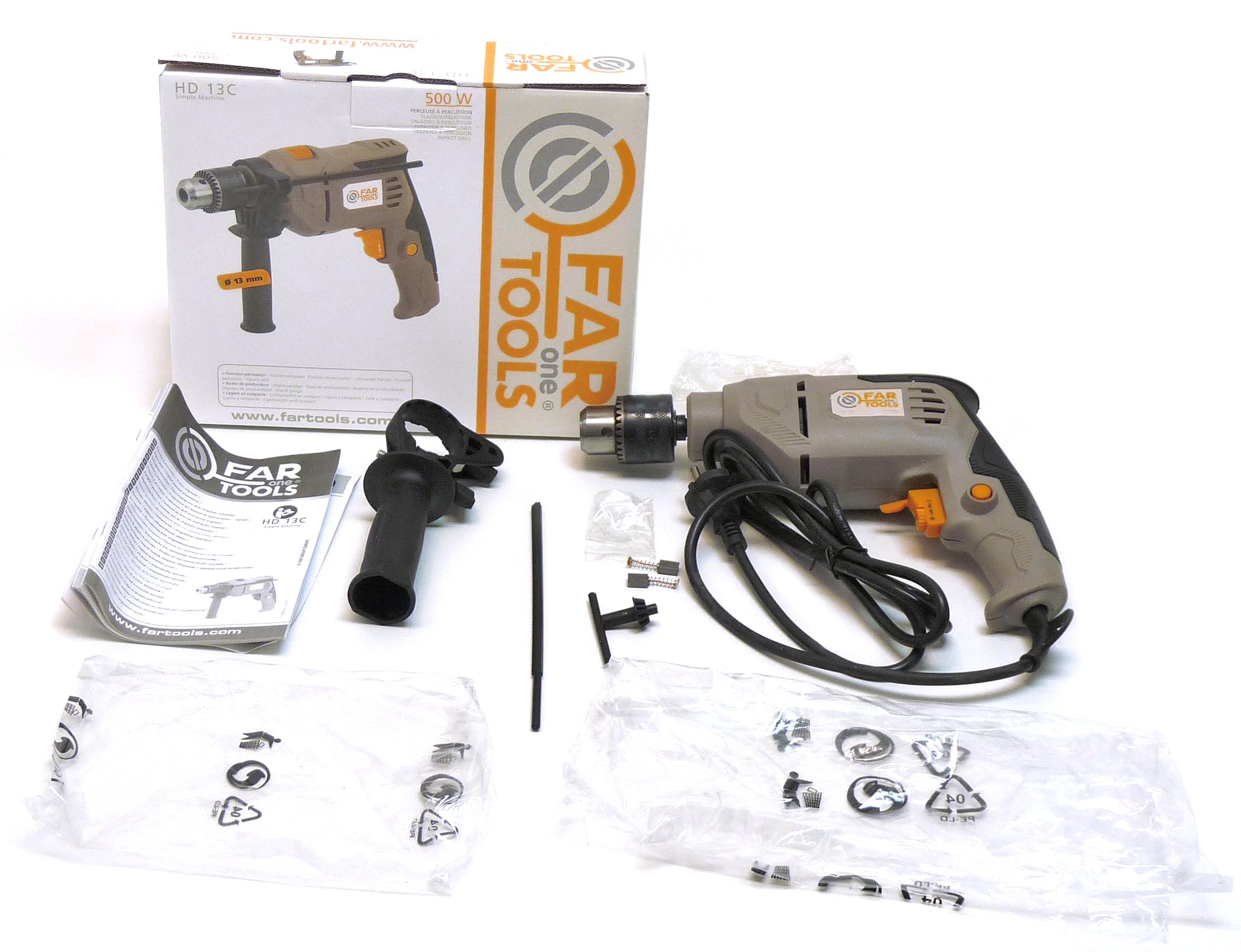 Fartools Perceuse à Perceuse 500W Mandrin à Clé Ø13mm