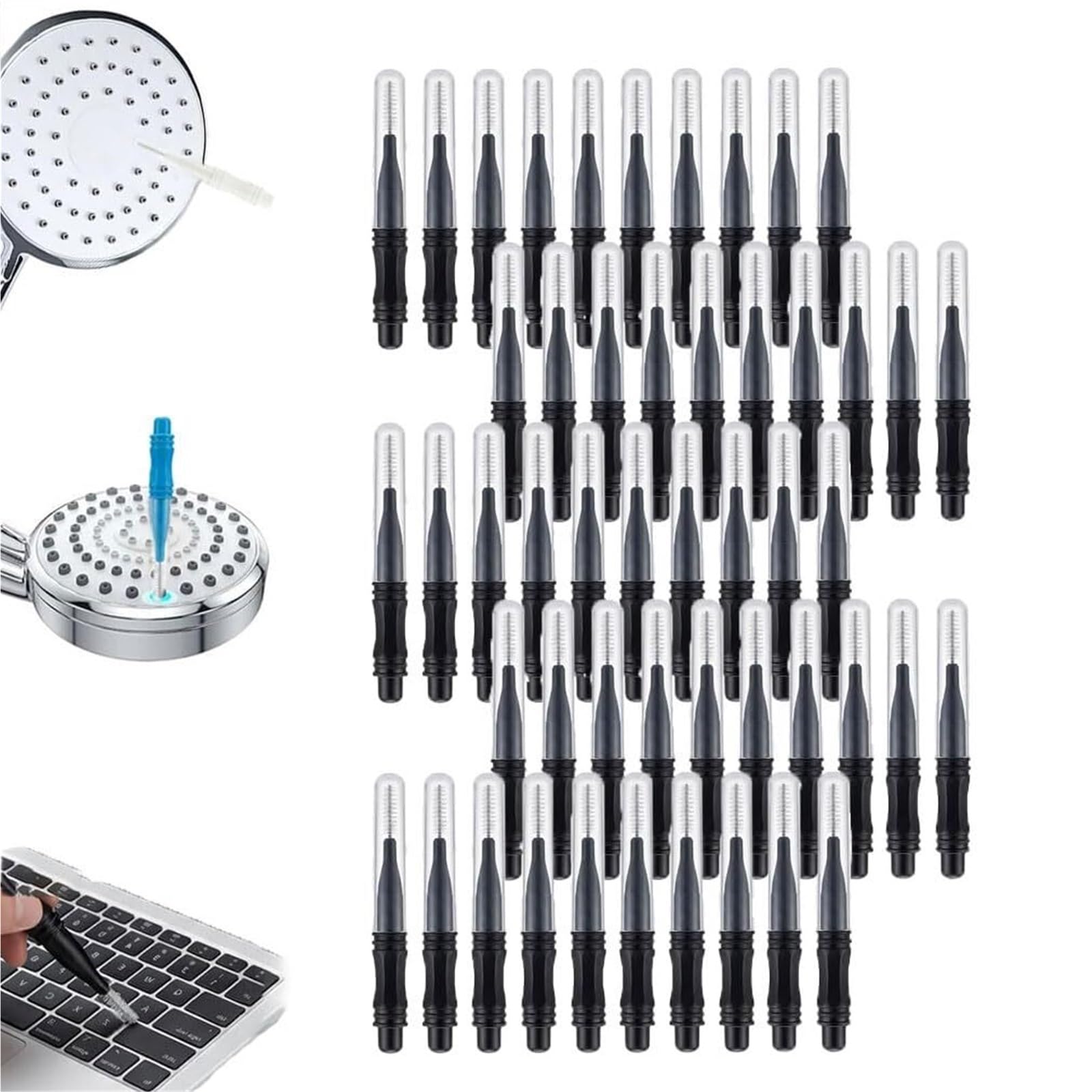 Shower Head Cleaning Brush For Small Holes,Multifunctional Crevice Cleaner With Nylon Bristles, Tool Anti-Clogging Nozzle,Showerhead Brushes(Black)