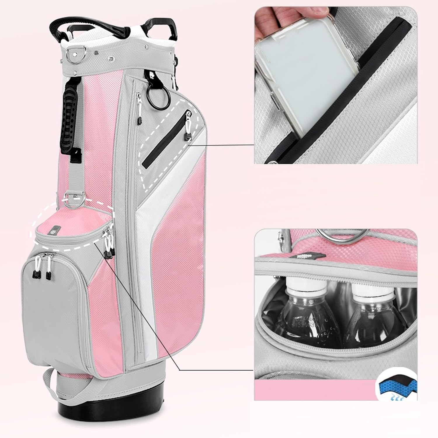Classic Cart Golf Bag, Portable Carry, Clubs Organizer Lightweight, for Driving Range