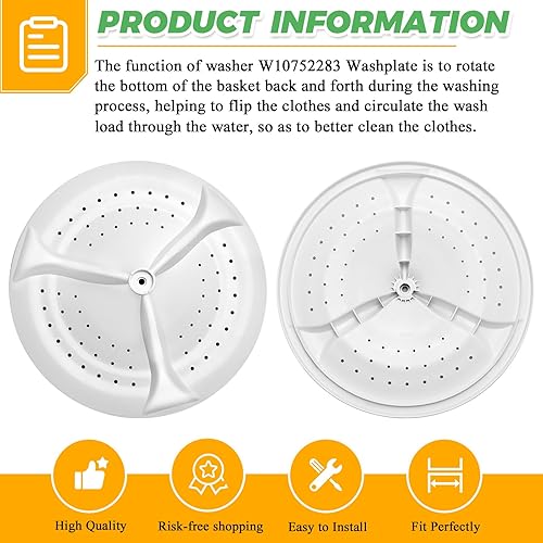 Miniatura 3 de Techecook - Wtw5000dw1 - Lavadora W10752283 compatible con lavadora Whirlpool - Wtw5000dw1 Washplate reemplaza w10609476, w10834890, ps10064549,