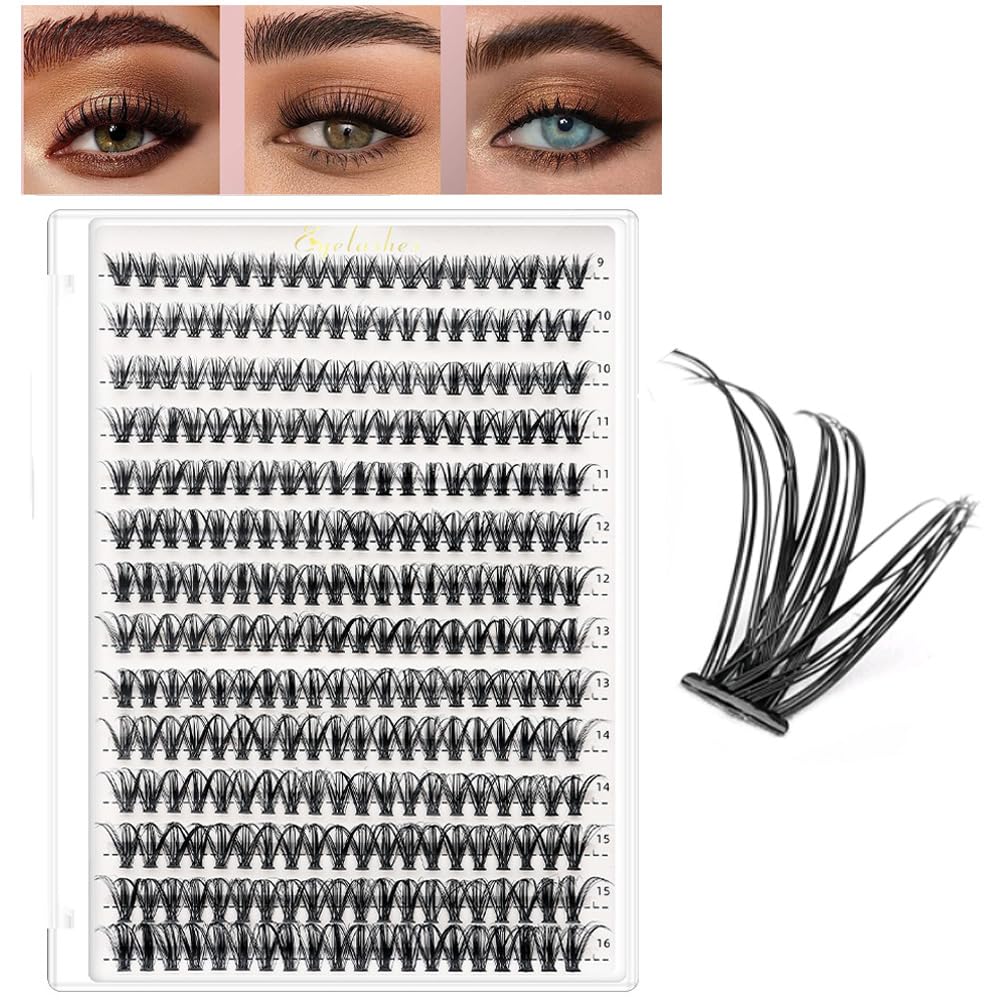 280Pcs Individual Lashes - Cluster lashes D Curl 9-16Mixed / 40D Individual Eyelashes/Wispy False Individual Eyelash Cluster DIY Natural Look Lash Extensions (40D)